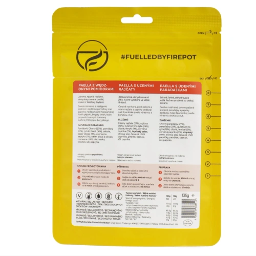 Posiłek suszony Firepot Paella z wędzonymi pomidorami - 435 kcal - PL-PAELLA-REG-YELL