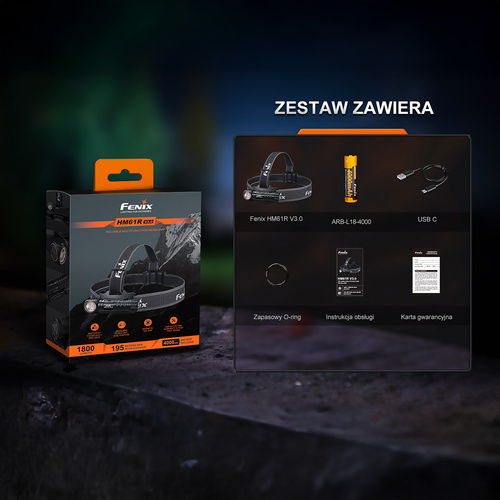 Fenix - Latarka czołowa HM61R V3.0 z akumulatorem 4000 mAh - 1800 lm - Czarna - HM61R V3.0