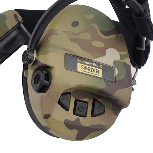 Sordin - Aktywne ochronniki słuchu Supreme Pro-X - Nakarkowe - Żelowe wkładki - Camo - 76302-X-06-G-S