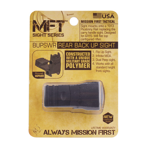 MFT - Składany przeziernik na szynę Picatinny Flip Up Rear Sight - Polimer - Czarny - BUPSWR-BL
