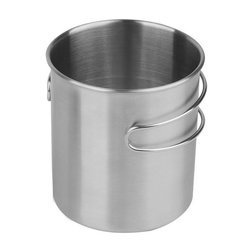 Mil-Tec - Kubek ze stali nierdzewnej ze składanym uchwytem - 800 ml - Srebrny - 14602800