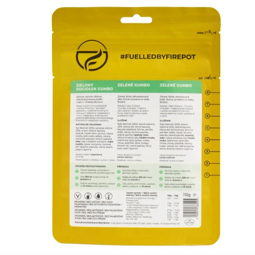 Posiłek suszony Firepot Zielony kociołek Gumbo - 470 kcal - PL-GUMBO-REG-YELL