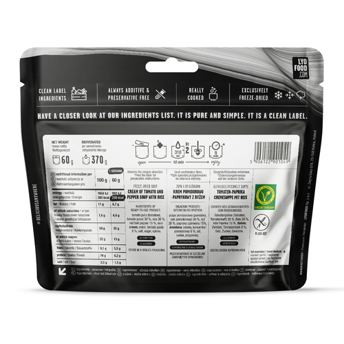 LyoFood - Liofilizowana racja żywnościowa Lyo Expedition - Kremowa zupa pomidorowa - 370 g