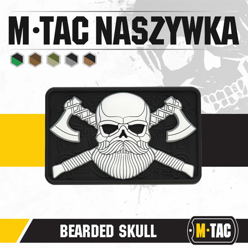 M-Tac - Naszywka 3D - Bearded Skull - Czarny / Biały - 51113236