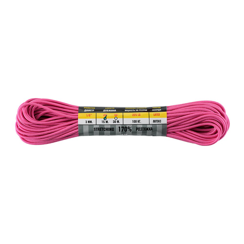 M-Tac - Elastyczna linka paracord Shock-Cord - 15 m - Neon Pink - 10280171