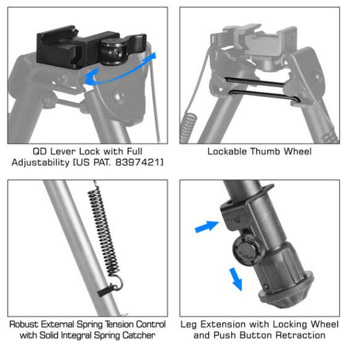 Leapers - Dwójnóg składany UTG Tactical OP - Quick Detach - 8-12,4'' - Czarny - TL-BP88Q