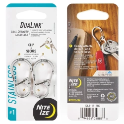 Karabińczyk do kluczy Nite Ize DuaLink - Podwójne zapięcie - Rozmiar #1 - Stal nierdzewna - DL1-11-2R3