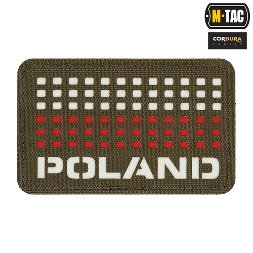 M-Tac - Naszywka Z Flagą i Napisem Poland - Laser Cut - Piksele - Czerwony / Ranger Green / Biały - 51006123