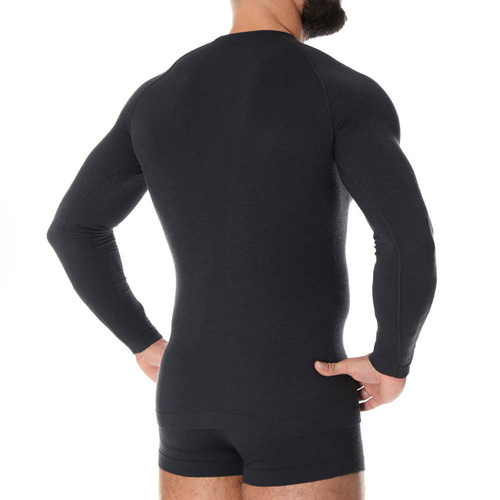 Brubeck - Koszulka termoaktywna z długim rękawem Active Wool Merino - Czarna - LS1282M