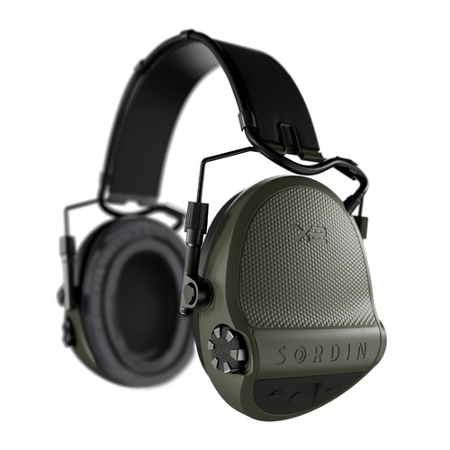 Sordin - Aktywne ochronniki słuchu Supreme X2 - Pałąk nagłowny - Żelowe poduszki - Zielone - 301006-10G