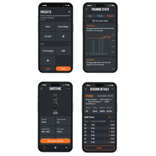 Walker's - Timer strzelecki ShotSync - USB-C - Bluetooth 5.2 - Czarny - GWP-ACCEL