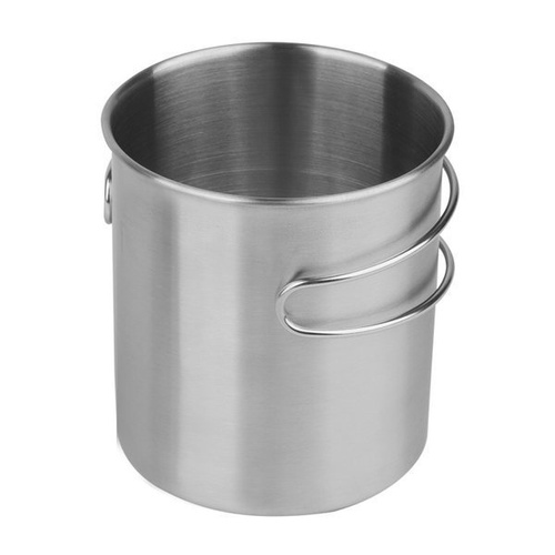 Mil-Tec - Kubek ze stali nierdzewnej ze składanym uchwytem - 800 ml - Stal nierdzewna - Srebrny - 14602800