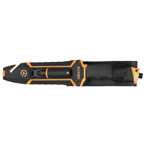 Ganzo - Nóż survivalowy Firebird z krzesiwem - Czarny / Pomarańczowy - G8012V2-OR