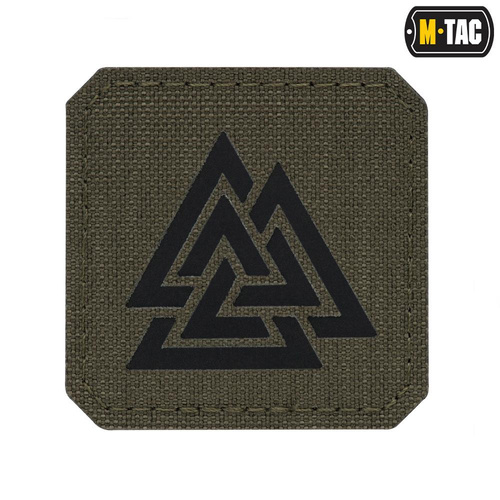 M-Tac - Naszywka Laser cut Valknut kwadrat - Czarny / Ranger Green  - 51162232