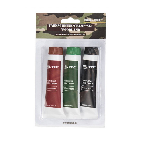 Mil-Tec - Farba maskująca w tubce - 3 kolory - Woodland - 16332000