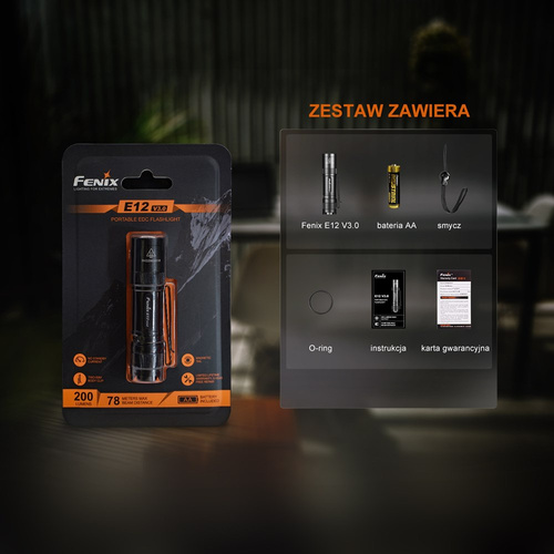 Fenix - Latarka LED E12 - 200 lm - Czarna - E12 V3.0