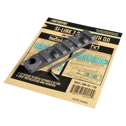 Strike Industries - Szyna LINK KeyMod / M-LOK - 7 Slots + QD - Czarny - LINK-RS-7-QD