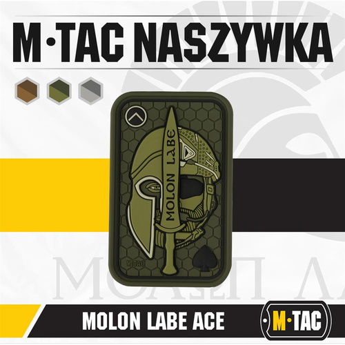 M-Tac - Naszywka Morale Patch - Molon Labe Ace Żakard - Oliwkowy / PVC - 51127001
