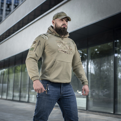 M-Tac - Bluza z kapturem Combat - Bawełna - Light Olive - 20520083