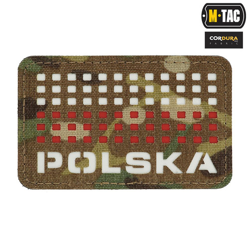 M-Tac - Naszywka Z Flagą i Napisem Polska - Laser Cut - Piksele - Czerwony / MultiCam / Biały - 51007108