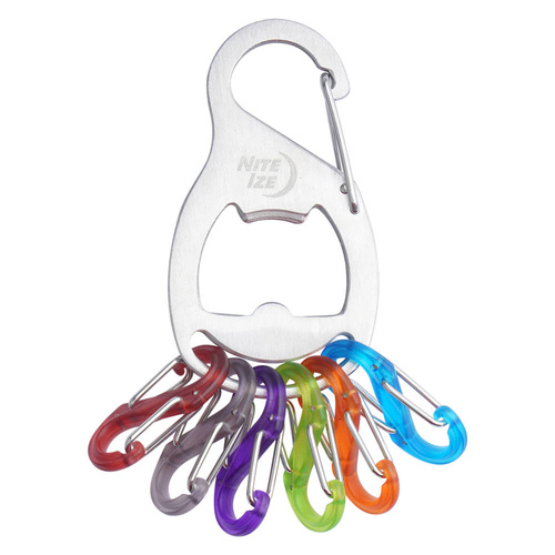 Nite Ize - Karabinek na klucze z otwieraczem KeyRack+™ S-Biner® - Srebrny - KRB2-11-R6