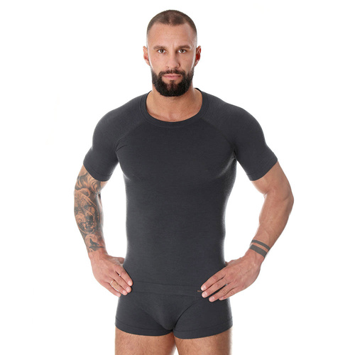 Brubeck - Koszulka termoaktywna z krótkim rękawem Active Wool Merino - Grafitowa - SS1171M