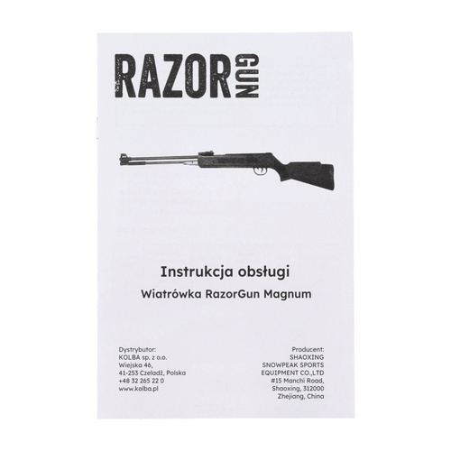 RazorGun - Wiatrówka łamana Magnum z lunetą celowniczą 4x20 - 45 mm - Polimer - Czarna - WF600P 4,5
