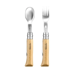 Opinel - Zestaw sztućców turystycznych Complete Picnic Plus z nożem No. 08 - Stal nierdzewna - Drewno - 002500