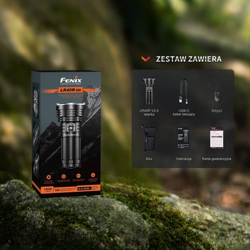 Fenix - Latarka szperacz LR40R V2.0 z akumulatorem 15000 mAh - 15000 lm - Czarna - LR40R V2.0