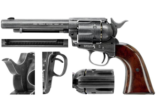 Umarex - Rewolwer wiatrówka CO2 Colt SAA .45-5.5" - 4,5 mm - Szary/Brązowy - 5.8320