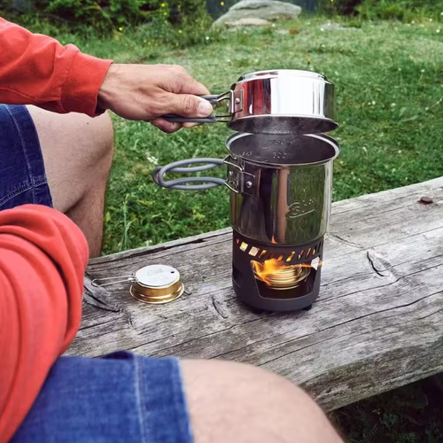 Esbit - Kuchenka turystyczna na spirytus z dwoma garnkami Cookset - 985 ml - Srebrna - CS985ST