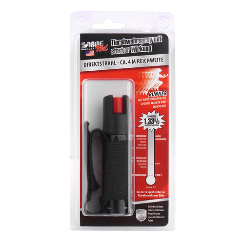 Sabre Red - Gaz pieprzowy Runner z uchwytem - Żel - Strumień - 22 ml -  P-22J-OC