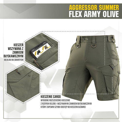M-Tac - Spodenki taktyczne Aggressor Summer Flex - Oliwkowy - 3612