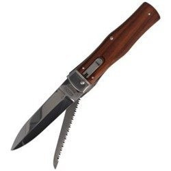 Mikov - Nóż sprężynowy Predator Wood z piłą - 241-ND-2/KP