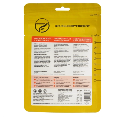 Posiłek suszony Firepot Orientalne nudle z wieprzowiną - 510 kcal - PL-NOOD-REG-YELL