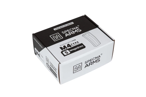 Specna Arms - Zestaw magazynków mid-cap do replik M4/M16 - 5 szt. - 140 kulek - Tan - SPE-05-025501