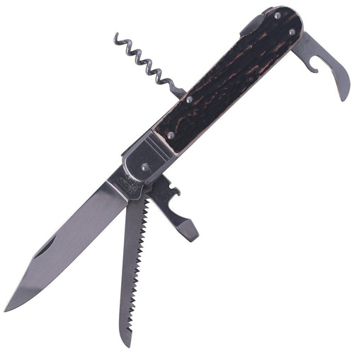 Mikov s.r.o. - Nóż myśliwski Mikov Fixir Imit. Dear Stag - 5 ostrzy - Skórzana kabura - Brązowy - 232-XH-5V KP