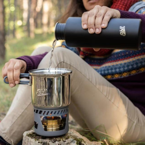 Esbit - Kuchenka turystyczna na spirytus z dwoma garnkami Cookset - 985 ml - Srebrna - CS985ST