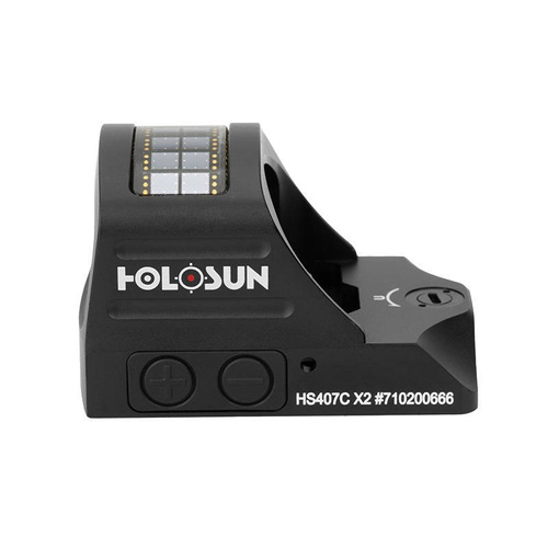 Holosun - Kolimator otwarty HS407C X2 - Panel słoneczny - Czerwony znak celowniczy - 2 MOA - Czarny - HS407C X2