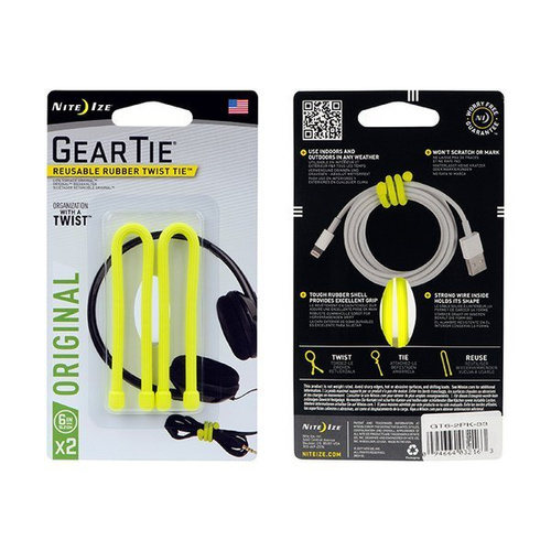 Nite Ize - Elastyczny trok Gear Tie 6'' - 2 sztuki - Neon Yellow - GT6-2PK-33
