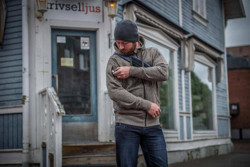 Helikon - Bluza z kapturem Covert Tactical Hoodie - Fullzip - Niebieski melanż - BL-CHF-SF-M2