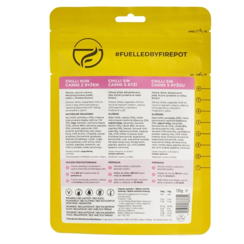 Posiłek suszony Firepot Chilli non Carne z ryżem - 485 kcal - PL-VCHILLI-REG-YELL