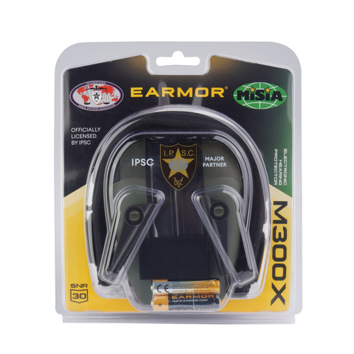 Earmor - Aktywne ochronniki słuchu M300X - Licencja IPSC - Foliage Green - M300X-FG 