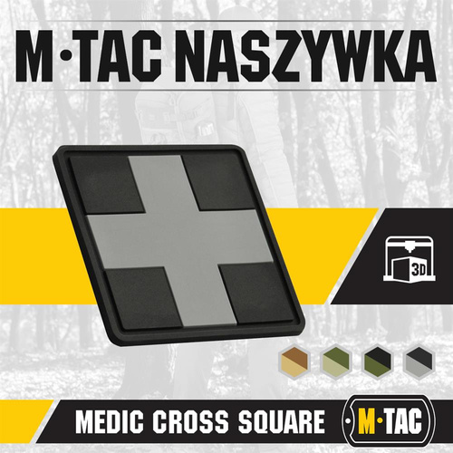 M-Tac - Naszywka 3D PVC Medic Cross Square - Czarny / Szary - 51124211