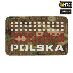 M-Tac -  Naszywka Z Flagą i Napisem Polska - Laser Cut - Piksele - Czerwony / MultiCam / Biały - 51007108