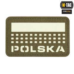 M-Tac -  Naszywka Z Flagą i Napisem Polska - Laser Cut - Piksele/Prostokąt - Ranger Green / Fluo - 51007223