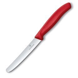 Victorinox - Nóż kuchenny Swiss Classic z zaokrąglonym czubkiem - Ząbkowany - Czerwony - 6.7831