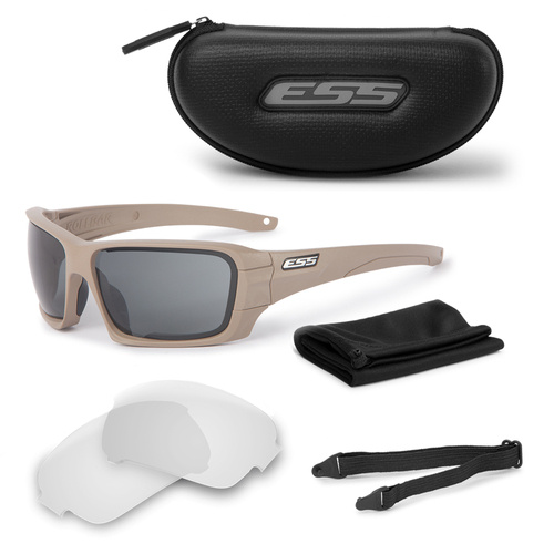 ESS - Okulary balistyczne Rollbar™ - Terrain Tan - Przezroczyste / Przyciemniane Smoke Gray - EE9018-0017