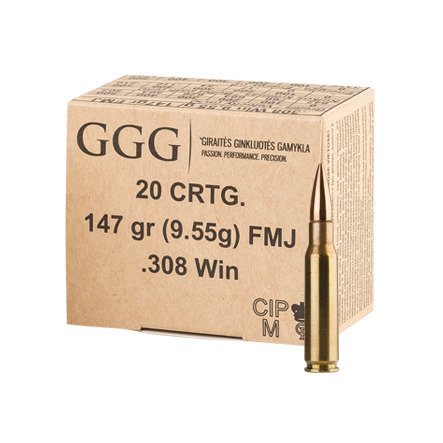GGG - Amunicja karabinowa .308 Win. GPX11 147 gr / 9.5 g FMJ - Amunicja karabinowa