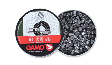 Gamo - Śrut do wiatrówki Match - 250 szt. - 5,5 mm - 6320025 - Śrut Diabolo do wiatrówek